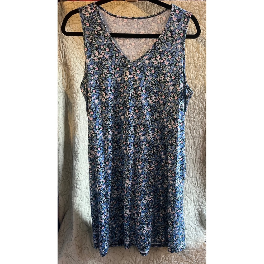 Ivico Floral Garden Sleeveless Shift Dress 3XL